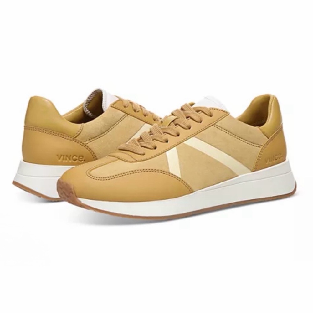 VINCE • Mustard Yellow Ohara Leather/Suede Lace-Up Oxford Sneakers, 10 - Picture 16 of 16